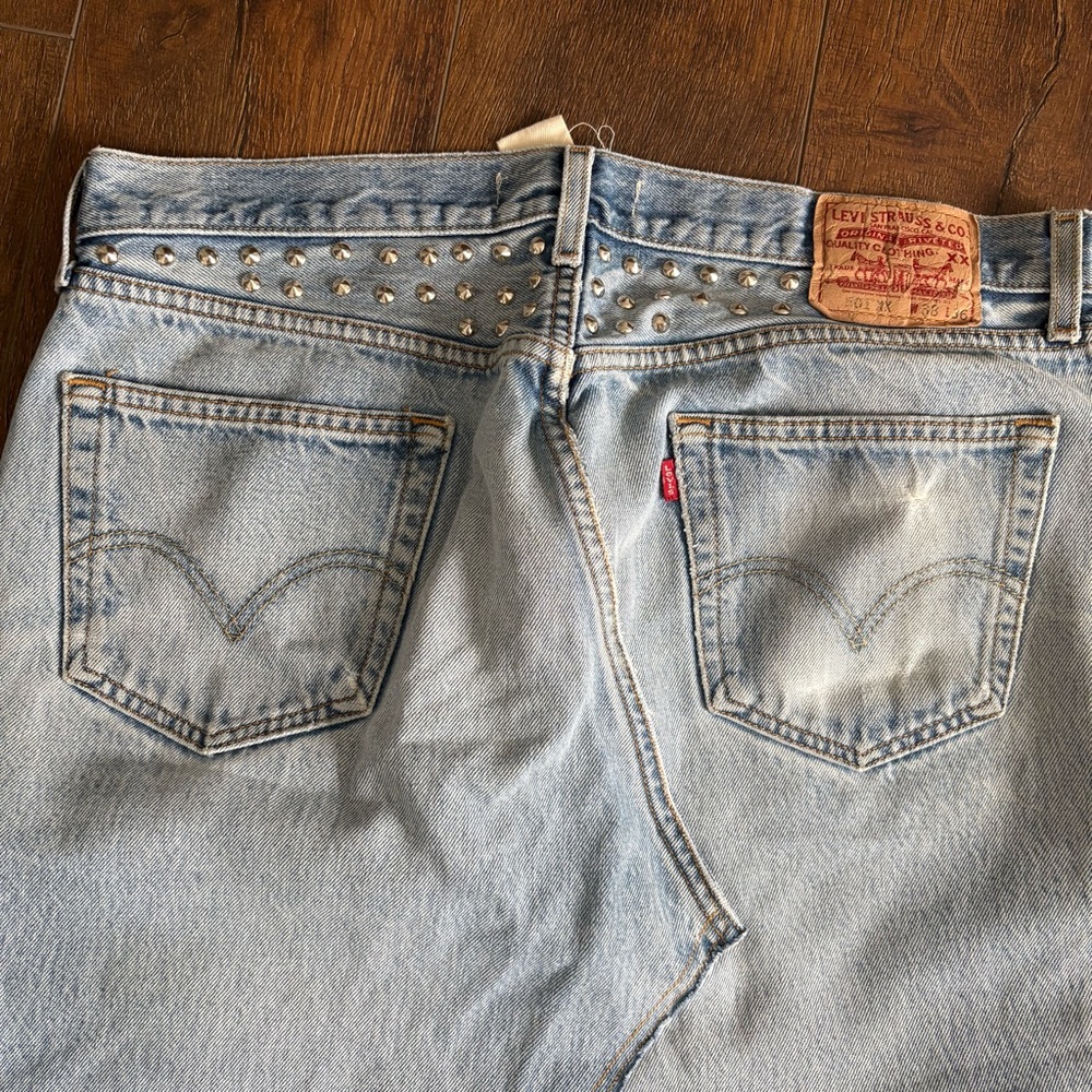 ❤️VERY RARE Tricia Fix free people Blue Patchwork Denim Maxi Skirt with Studs - Picture 8 of 16